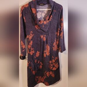 Reborn Charcoal Grey and Orange Floral Dress